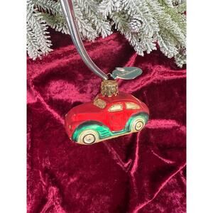 Vintage Christmas Handblown Glass Tree Ornament - Red Car - Christborn - Germany